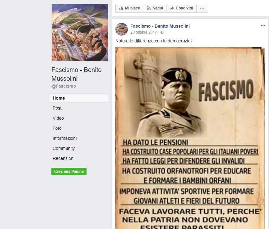 Mussolini, una maestra d’asilo di Sarno inneggia al Duce su Facebook article-post
