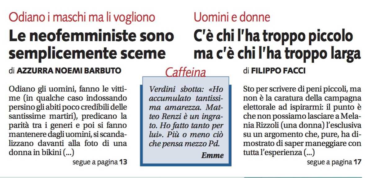 L’orrenda prima pagina di Libero: tra «femministe sceme», «chi ce l’ha troppo piccolo» e «chi ce l’ha troppo larga» article-post