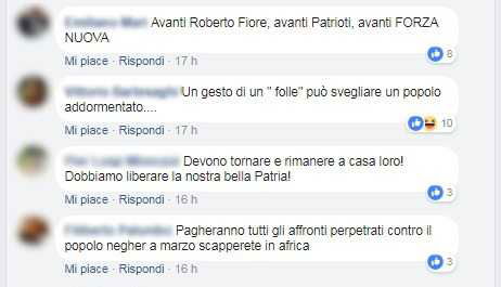 Macerata, i vergognosi commenti sulle pagine dei neofascisti: «Onore a Luca Traini, liberatelo»