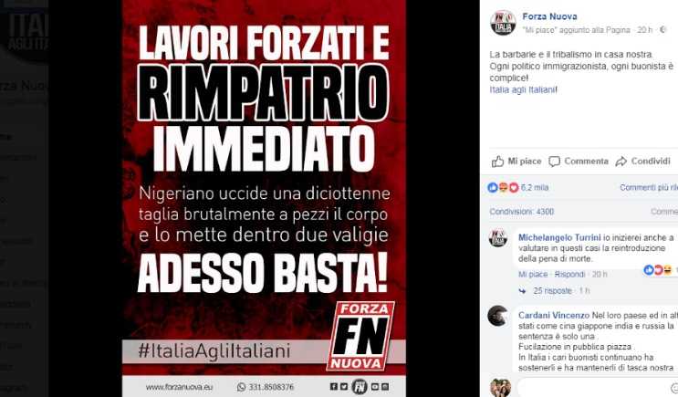 Pamela Mastropietro e l’orrido manifesto di Forza Nuova sul suo omicidio article-post