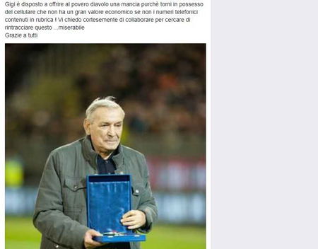 Gigi Riva, l’appello su Facebook per riavere il telefono rubato da un migrante a cui aveva fatto la carità article-post