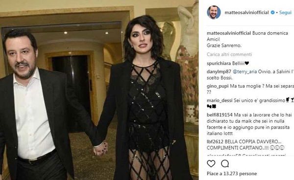 La foto di Matteo Salvini ed Elisa Isoardi in nude look a Sanremo