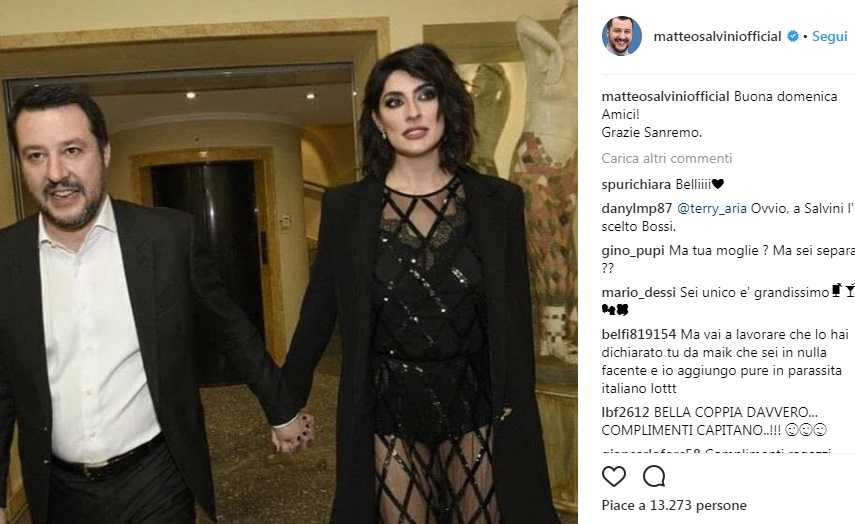 La foto di Matteo Salvini ed Elisa Isoardi in nude look a Sanremo article-post