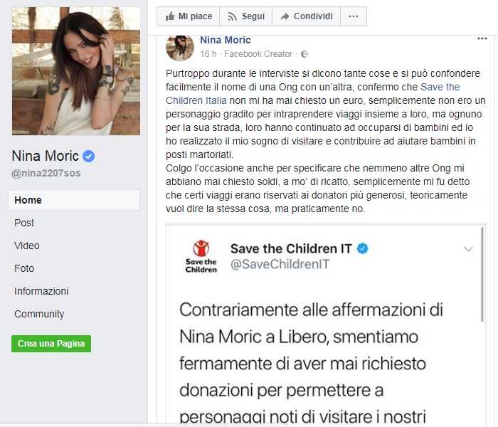 Save the Children ha smentito una bugia di Nina Moric sulla Ong e il suo viaggio in Siria article-post