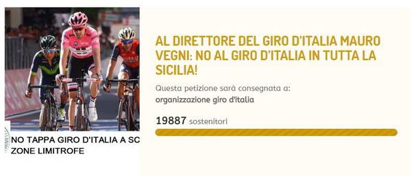 Gli animalisti chiedono di sospendere il Giro d’Italia a Sciacca (e la città entra in crisi)