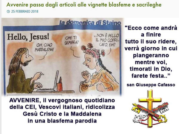 «Avvenire pubblica vignette blasfeme», i siti tradizionalisti contro Staino