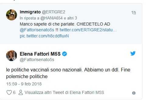 Vaccini: quel tweet di Elena Fattori al no all’obbligo vaccinale di Roberta Lombardi
