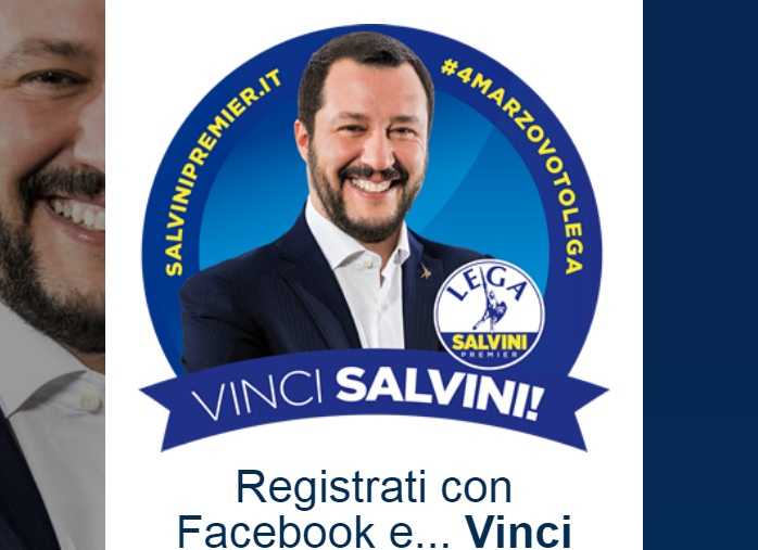 Il leader della Lega cerca like su Fb e si trasforma in un premio: «Vinci Salvini» article-post