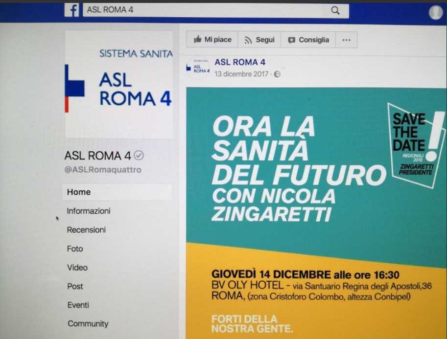 Il MoVimento 5 stelle contro Zingaretti: «Grave che la Asl Roma 4 lo sponsorizzi sui social» article-post