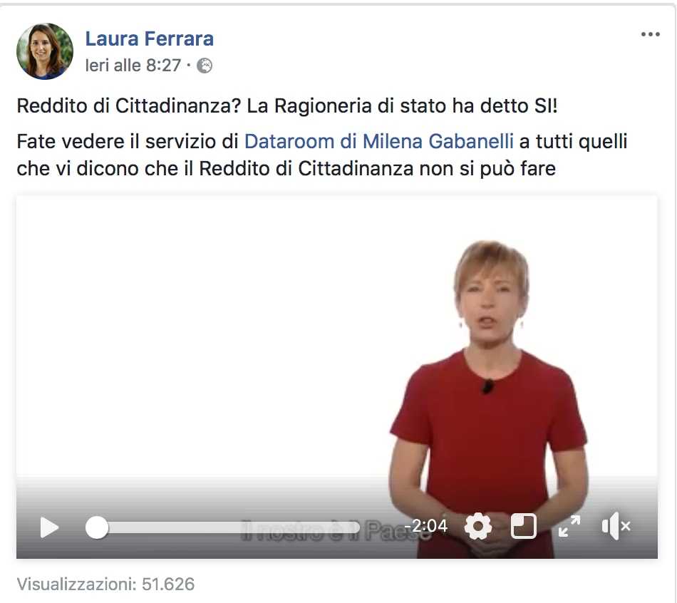 Il video di Milena Gabanelli pro-reddito di cittadinanza è stato manipolato e rilanciato dal M5S article-post