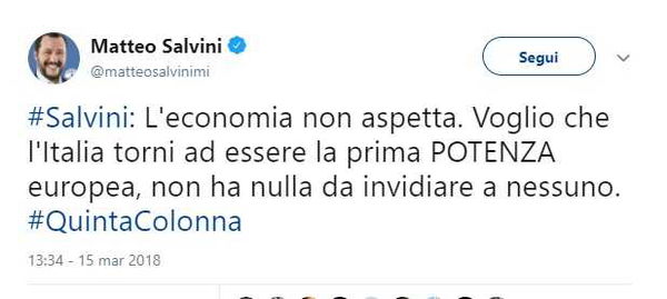 Matteo Salvini e la bufala dell’Italia prima potenza economica europea