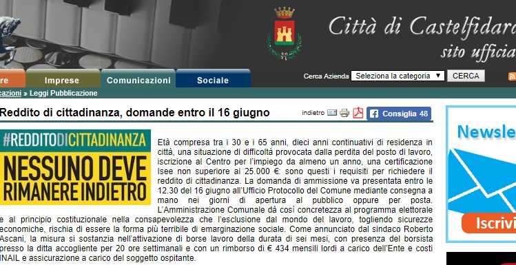 Reddito di cittadinanza di Castelfidardo