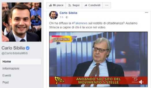 Carlo Sibilia crede alla bufala di Striscia la Notizia su Sgarbi inventore delle code per il reddito di cittadinanza article-post