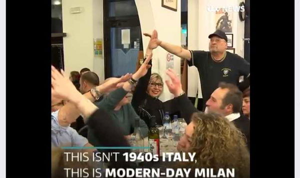 La cena fascista di Milano ripresa dalla rete inglese ITV
