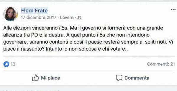Il vecchio post della deputata M5S: «I grillini non vogliono governare»