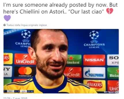 Giorgio Chiellini piange in TV ricordando Davide Astori| VIDEO