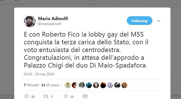 Mario Adinolfi e Roberto Fico della «lobby gay» che conquista il potere