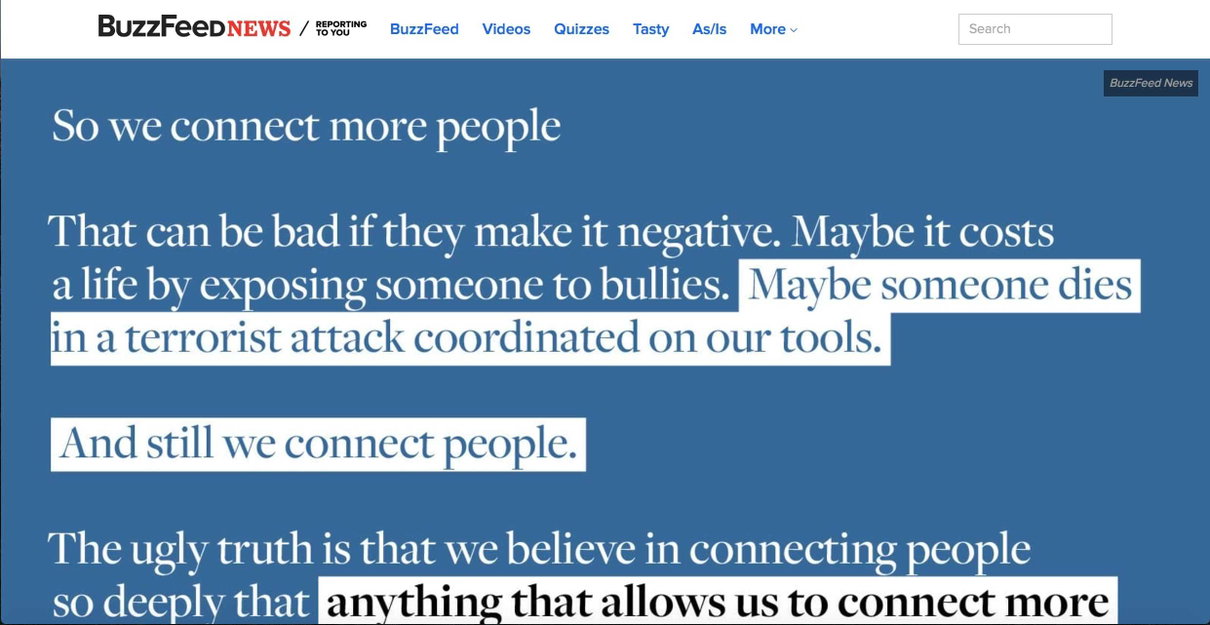 Il vice presidente di Facebook scrisse: «Crescita a ogni costo, anche se si muore per attacchi terroristici coordinati su nostra piattaforma» article-post