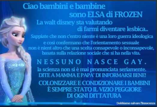La fanfiction di Povia su Elsa di Frozen che non vuole diventare lesbica