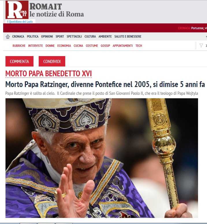 ratzinger morto