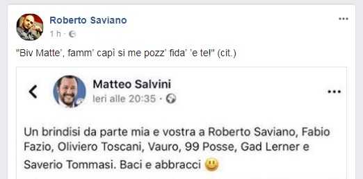 Roberto Saviano blasta Salvini ‘trasformando’ il suo vino in urina: «Matte’, biv…» article-post