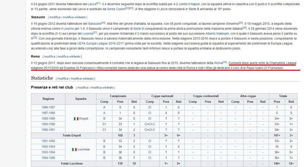 Per Wikipedia, Di Francesco ha già vinto la Champions 2017-2018