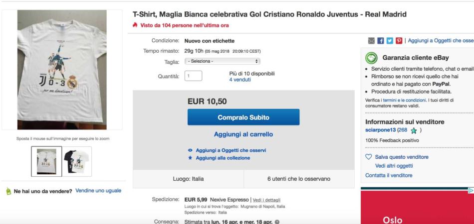 maglietta rovesciata Cristiano Ronaldo