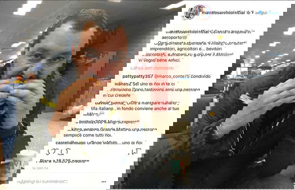 Salvini al Vinitaly parla di «difesa del cibo italiano» e poi mangia un panino di McDonald’s