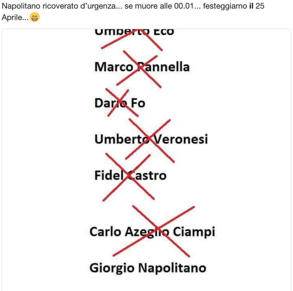 auguri morte Napolitano