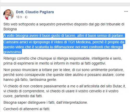 Parla il medico che ha sporto querela al sito Butac