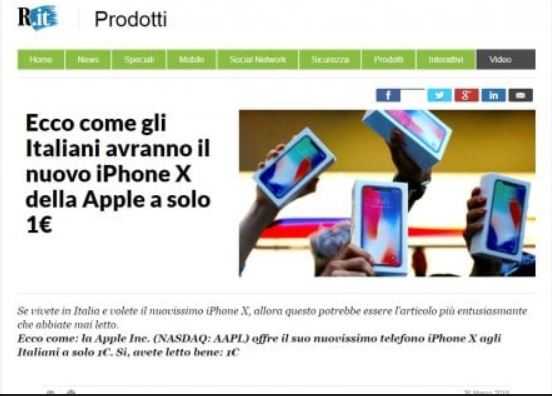 Il sito di Repubblica finisce nel mirino dei truffatori, rilanciati falsi articoli di iPhone X a 1 euro