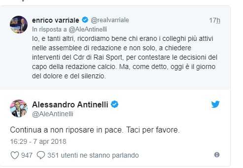 Antinelli vs. Varriale: lite su Twitter dopo la morte del giornalista Scardina article-post