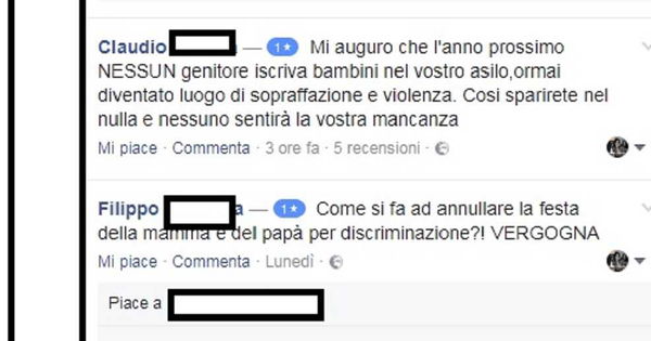 Le recensioni negative all’asilo che ha “cancellato” la festa della mamma e del papà