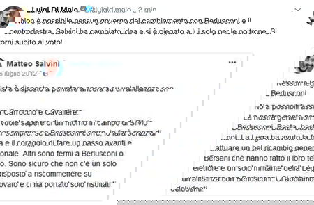 Di Maio fa uno screenshot al post di Salvini che nel 2012 non voleva fare il governo con Berlusconi article-post
