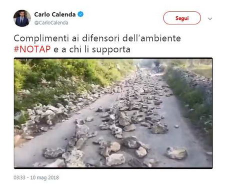 Calenda contro i No Tap: «Complimenti a chi li supporta» | VIDEO article-post