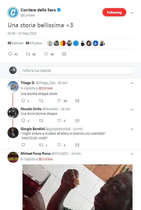 corriere della sera tweet