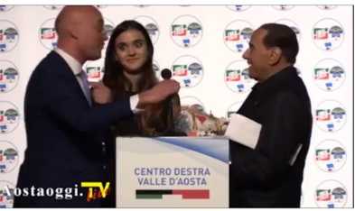 La gaffe di Silvio Berlusconi con la figlia di Massimo Lattanzi ad Aosta