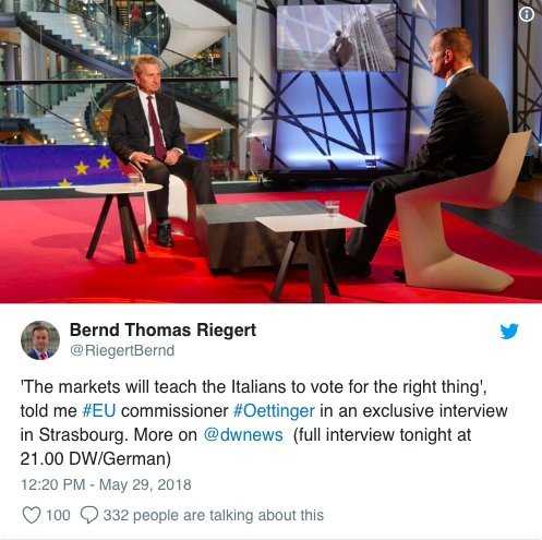 La corretta traduzione della dichiarazione del commissario Ue Gunther Oettinger