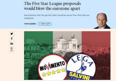 Il Financial Times risponde al M5S: «Il vostro contratto di governo farebbe saltare in aria l’eurozona» article-post