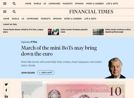 Financial Times: i mini-bot distruggono l’euro e truffano pensionati e dipendenti pubblici article-post