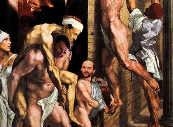 ‘L’incendio del Nazareno’, nei pressi della sede Pd spunta un’opera di street art