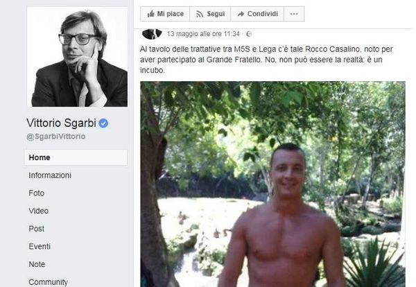 Vittorio Sgarbi definisce un incubo Rocco Casalino