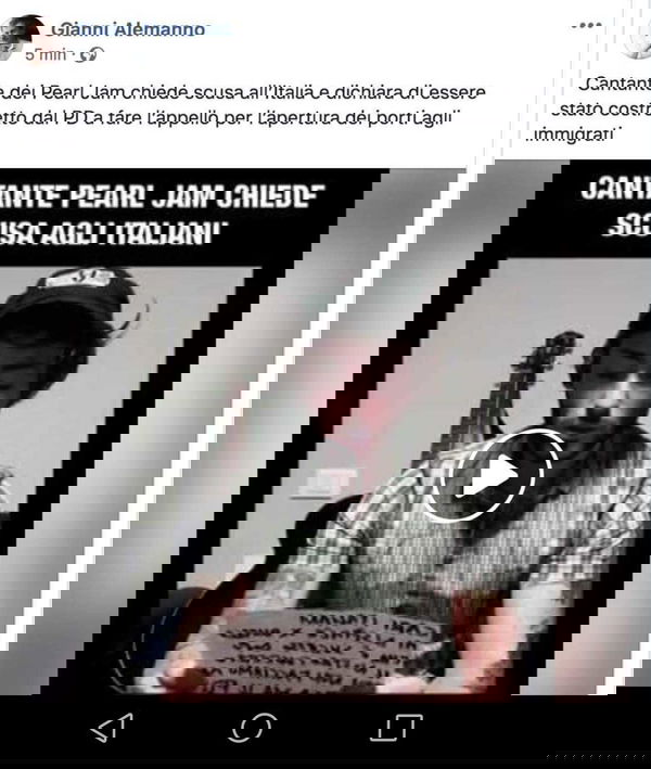 Gianni Alemanno inciampa sulla bufala dei Pearl Jam che chiedono scusa agli italiani