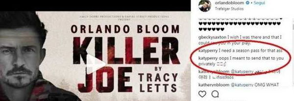 La gaffe via Instagram di Katy Perry sul sedere di Orlando Bloom