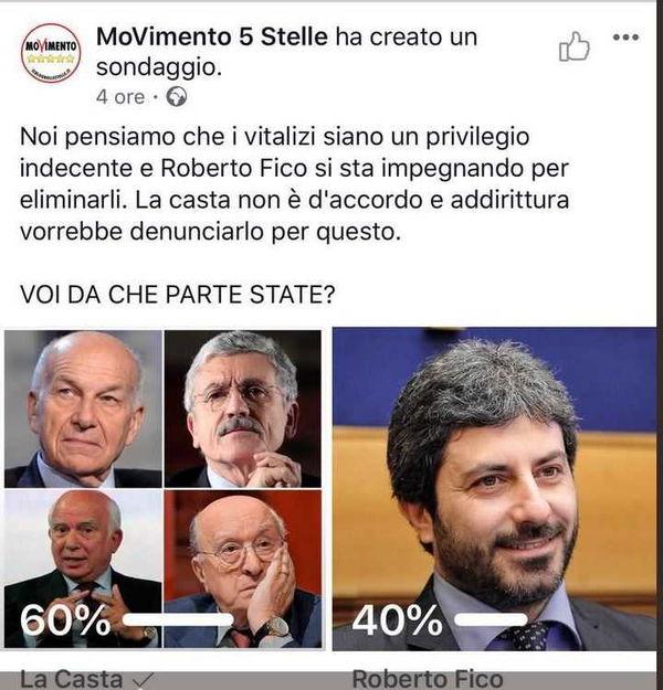 Il Movimento 5 Stelle cancella i sondaggi che non vanno come dice lui
