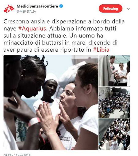 «Non voglio tornare in Libia, mi butto in mare». Sull’Aquarius scatta l’allarme article-post