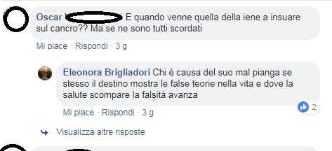 Eleonora Brigliadori contro Nadia Toffa: «Chi è causa del suo mal pianga se stesso»