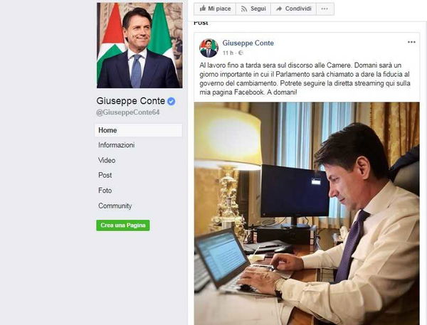 Giuseppe Conte e la foto sul lavoro fino a tarda sera con l’ora sbagliata