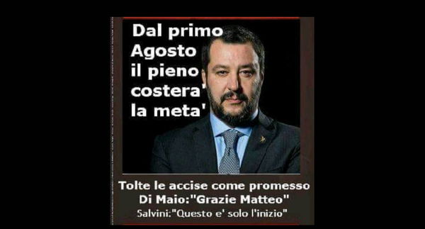 La bufala di Matteo Salvini che, dal primo agosto, dimezzerà il costo della benzina