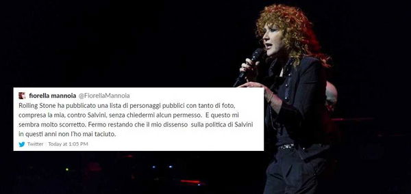 Fiorella Mannoia e il tweet rimosso sul Rolling Stone e Salvini